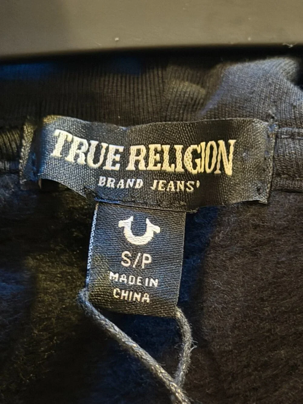 True Religion Black Patch Logo Hoodie Size Small New